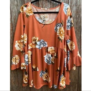 Plus size floral babydoll top